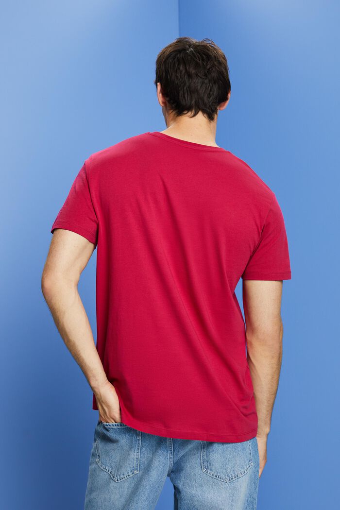 T-shirt i bæredygtig bomuld med brystlomme, DARK PINK, detail image number 3
