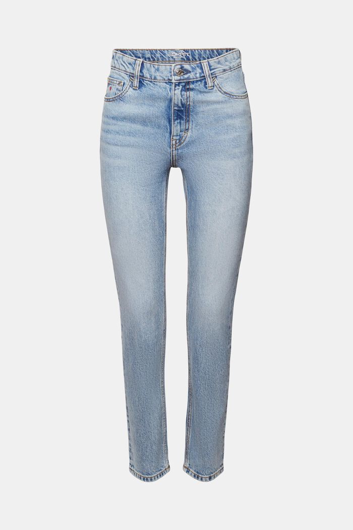 Retro slim-jeans med høj talje, BLUE BLEACHED, detail image number 7