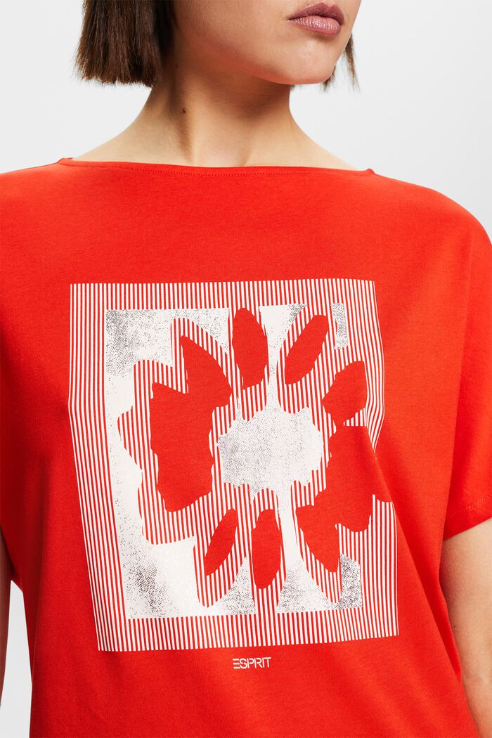 Jersey-T-shirt med print foran, RED, detail image number 3