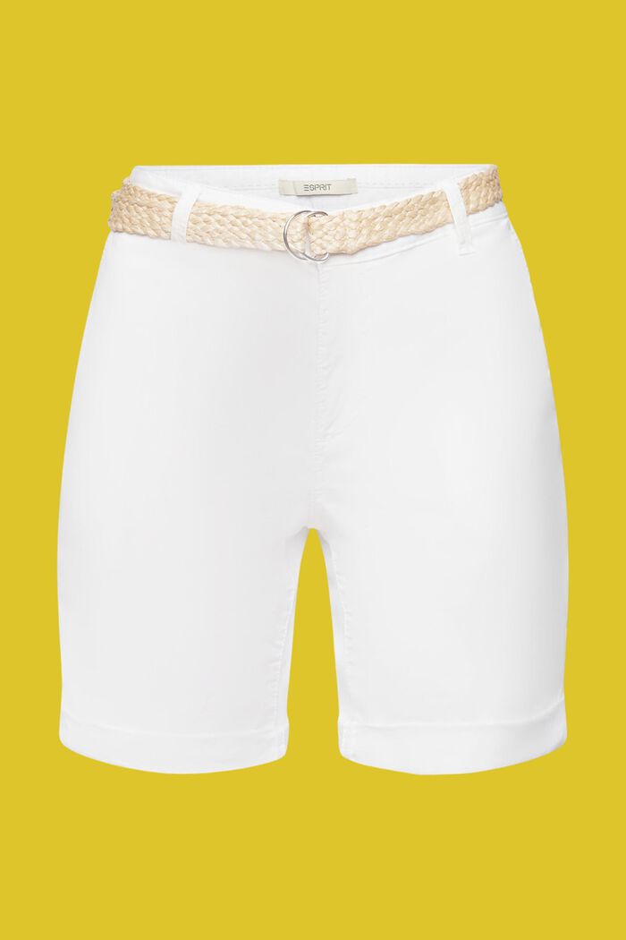 Shorts med fletbælte i raffiabast, WHITE, detail image number 6