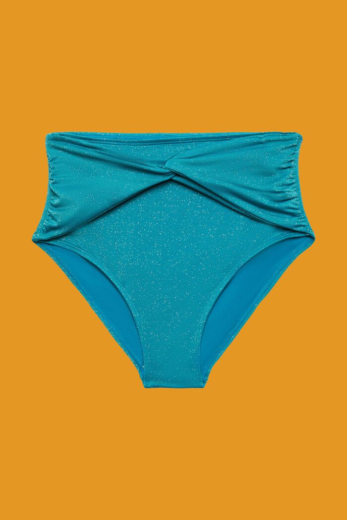 Funklende bikinitrusser med høj talje, TEAL BLUE, detail image number 3