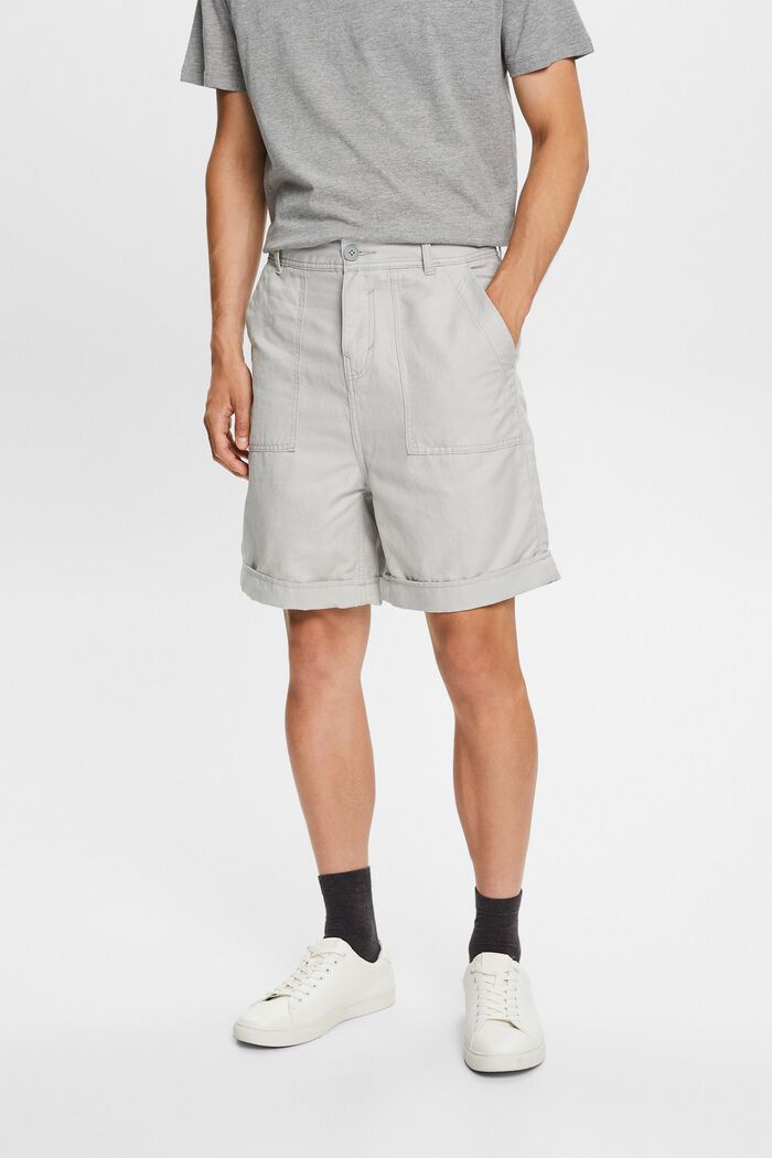 Bermuda-shorts, bomuld/hør-blanding, LIGHT GREY, detail image number 0