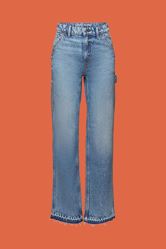 Lige jeans med høj talje, BLUE LIGHT WASHED, detail image number 7
