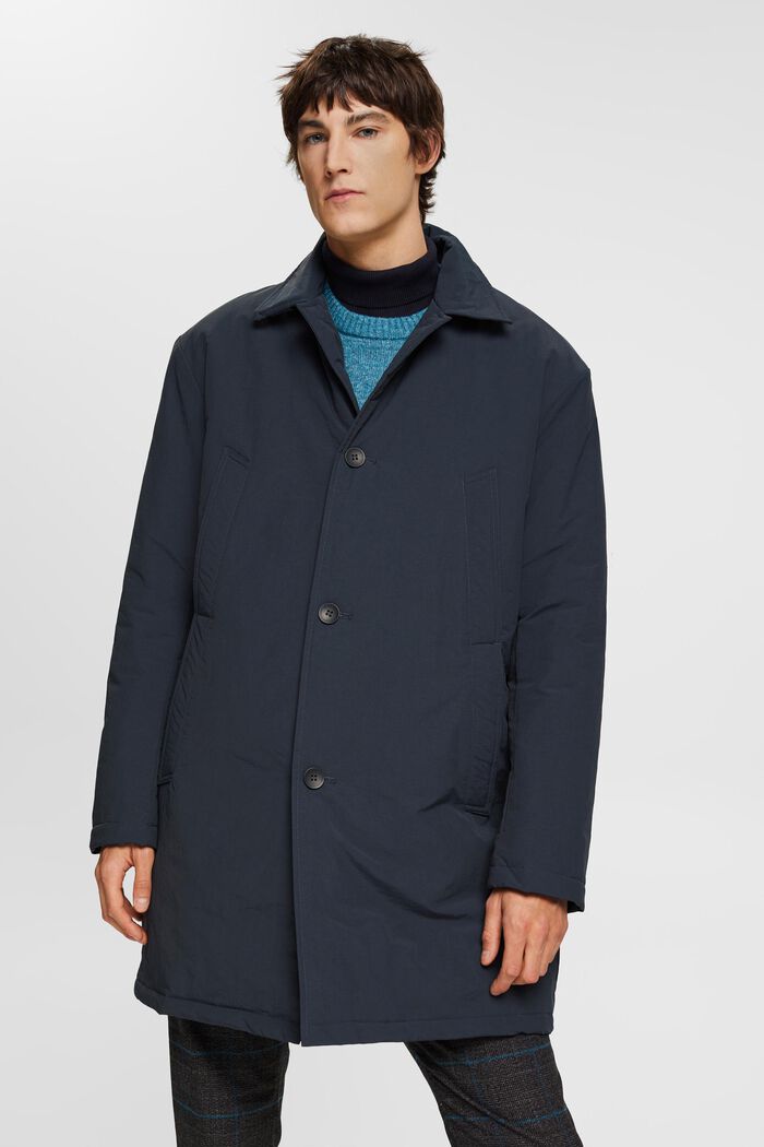 Lang cottoncoat, PETROL BLUE, detail image number 0