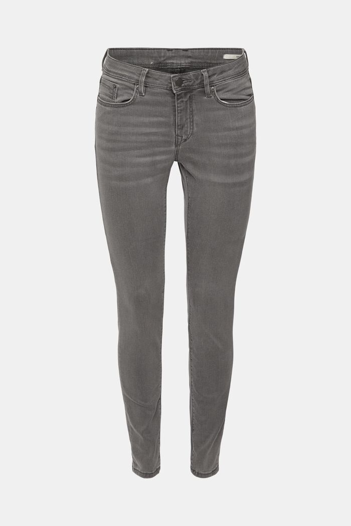 Stretchjeans med skinny-fit, GREY MEDIUM WASHED, overview