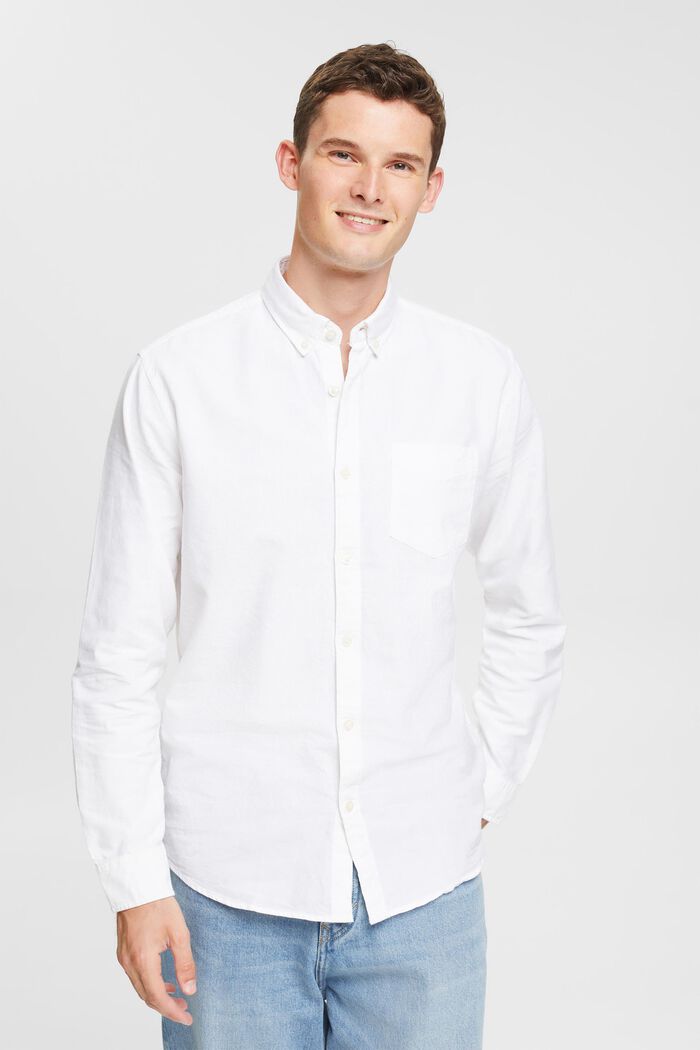 Skjorte med button down-krave, WHITE, detail image number 0