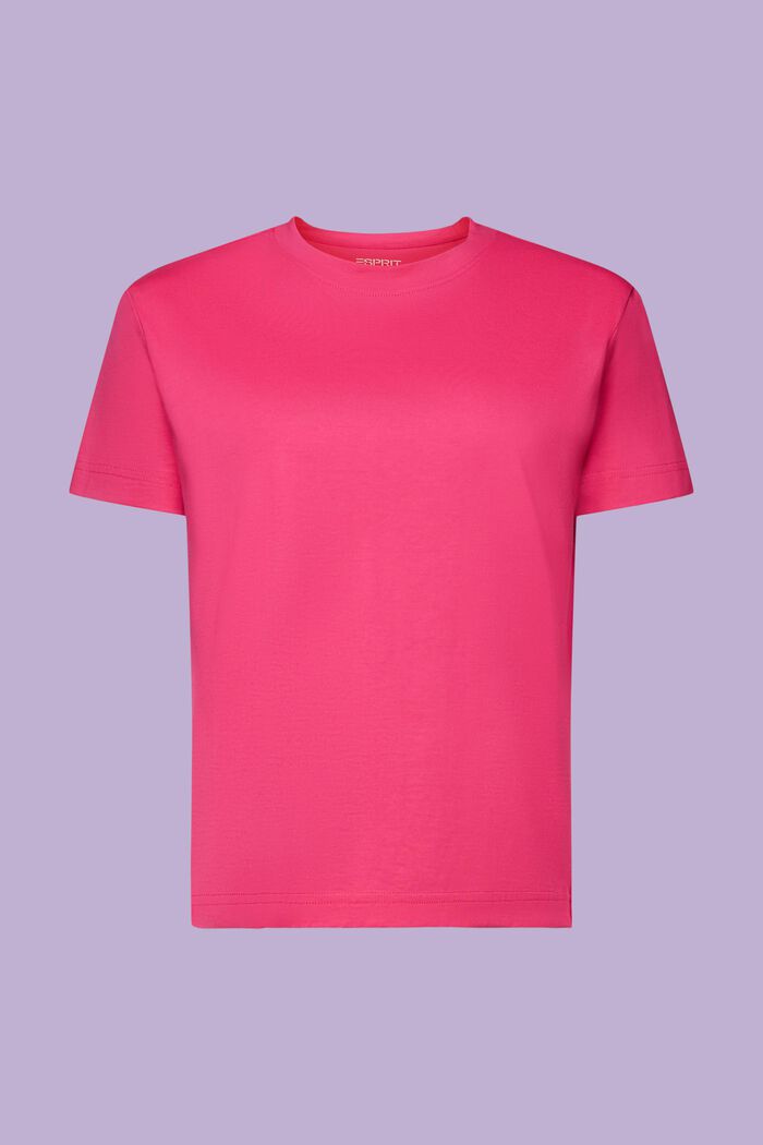 T-shirt i pimabomuld med rund hals, PINK FUCHSIA, detail image number 6