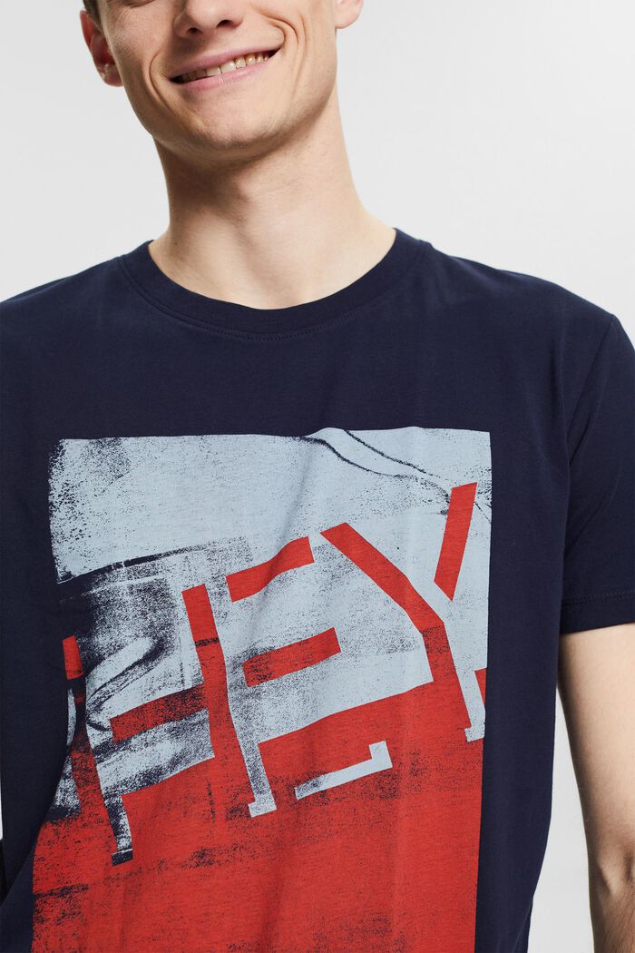 Jersey-T-shirt med store frontprint, NAVY, detail image number 1