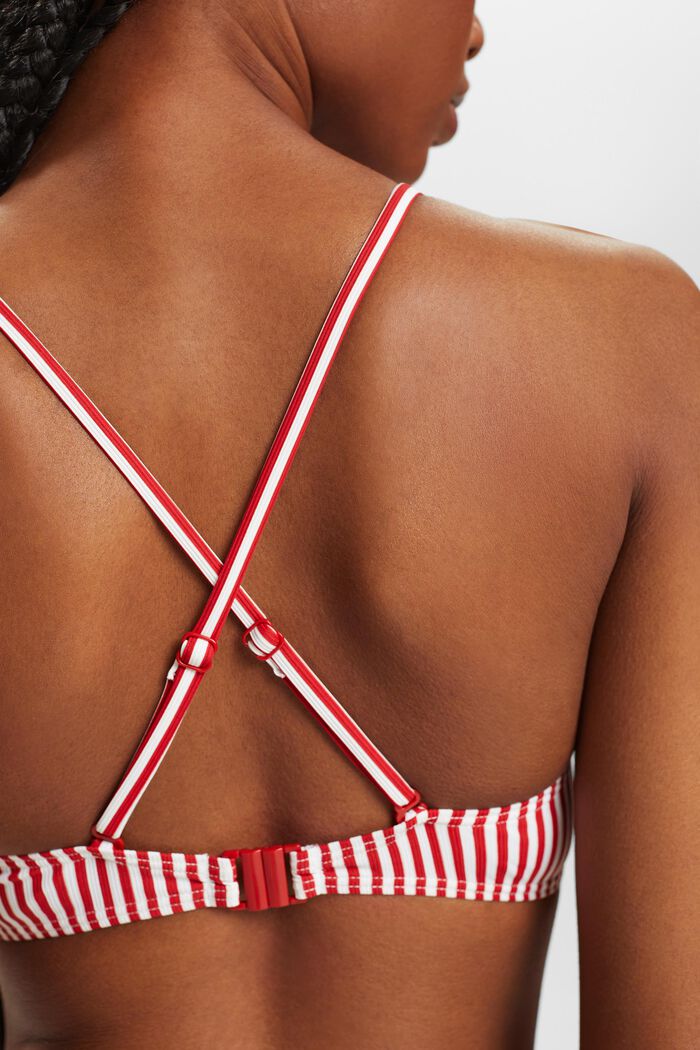 Stribet bikinitop med polstring, DARK RED, detail image number 1