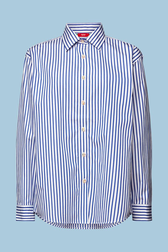 Stribet poplin-skjorte, BRIGHT BLUE, detail image number 6