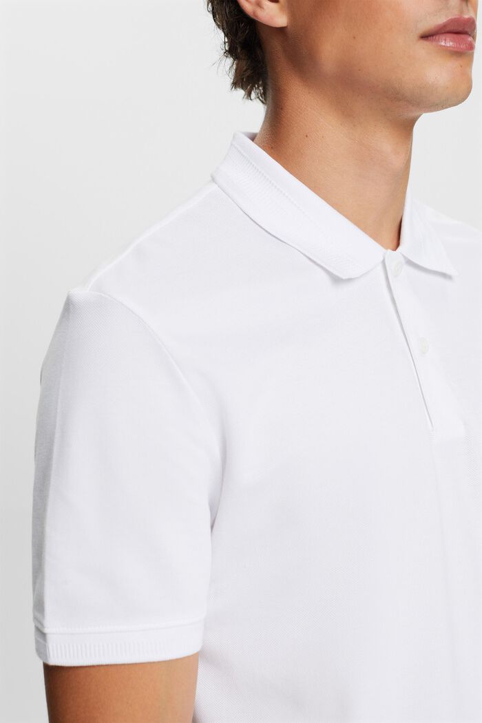 Poloskjorte i pimabomuldspique, WHITE, detail image number 1