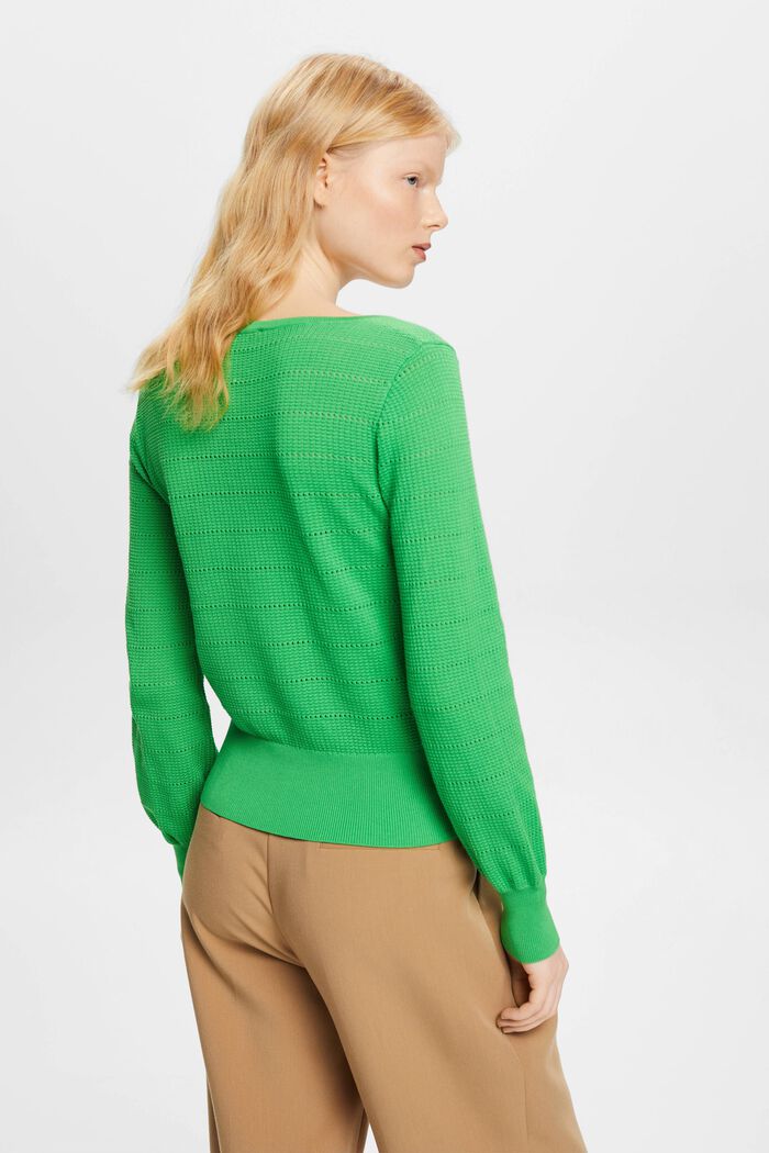 Pointelle-pullover i bomuld, GREEN, detail image number 2