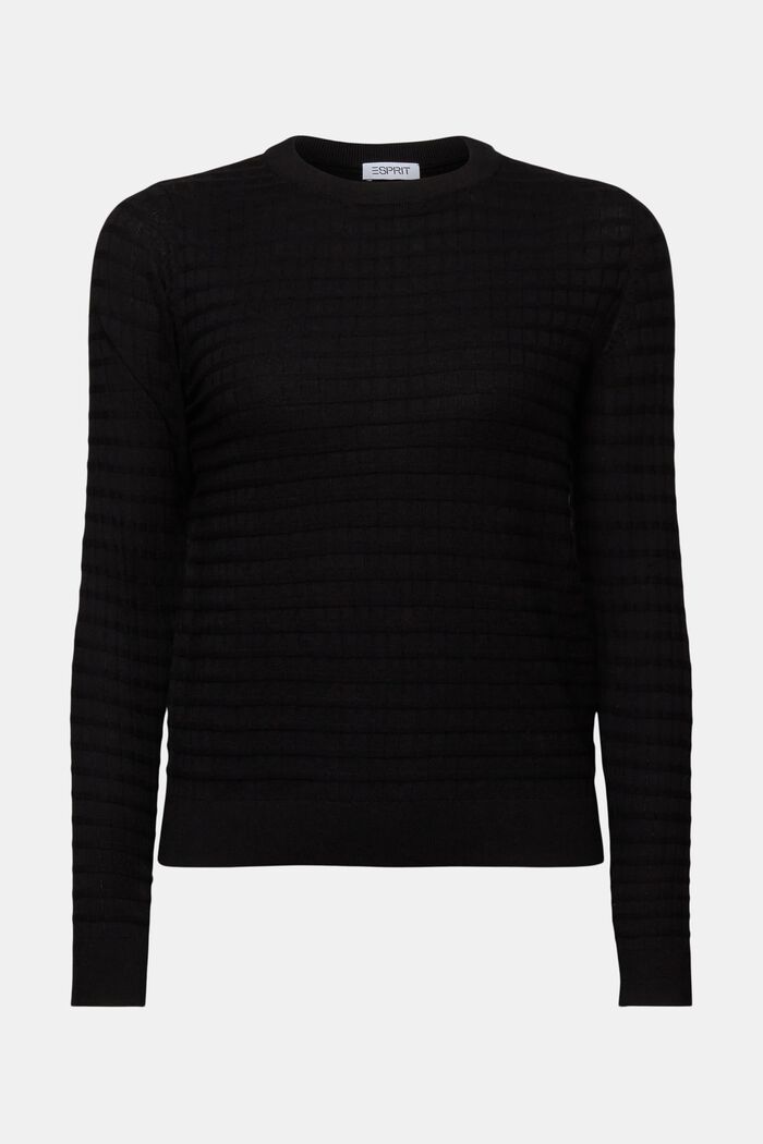 Sweater i strukturstrik, BLACK, detail image number 6