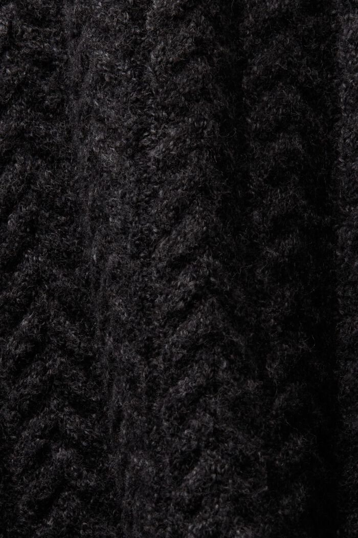 Kabelstrikket rullekravesweater, BLACK, detail image number 6