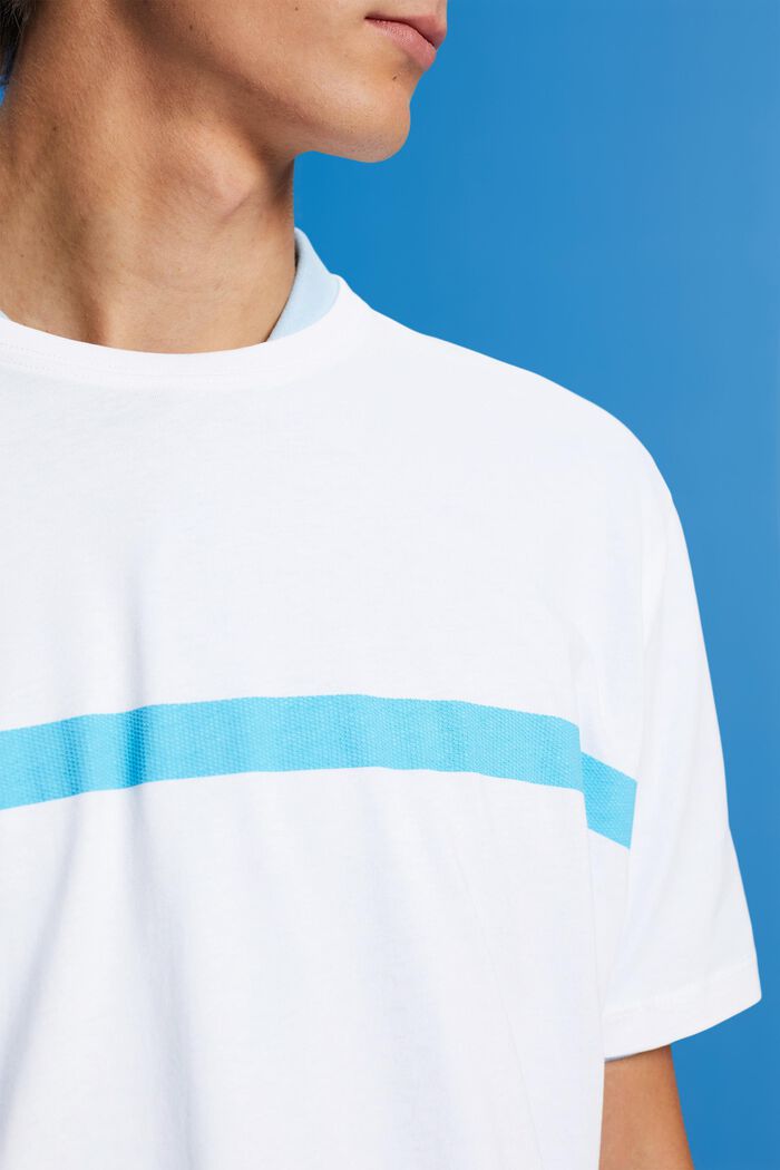 Bomulds-T-shirt med kontraststribe, WHITE, detail image number 2