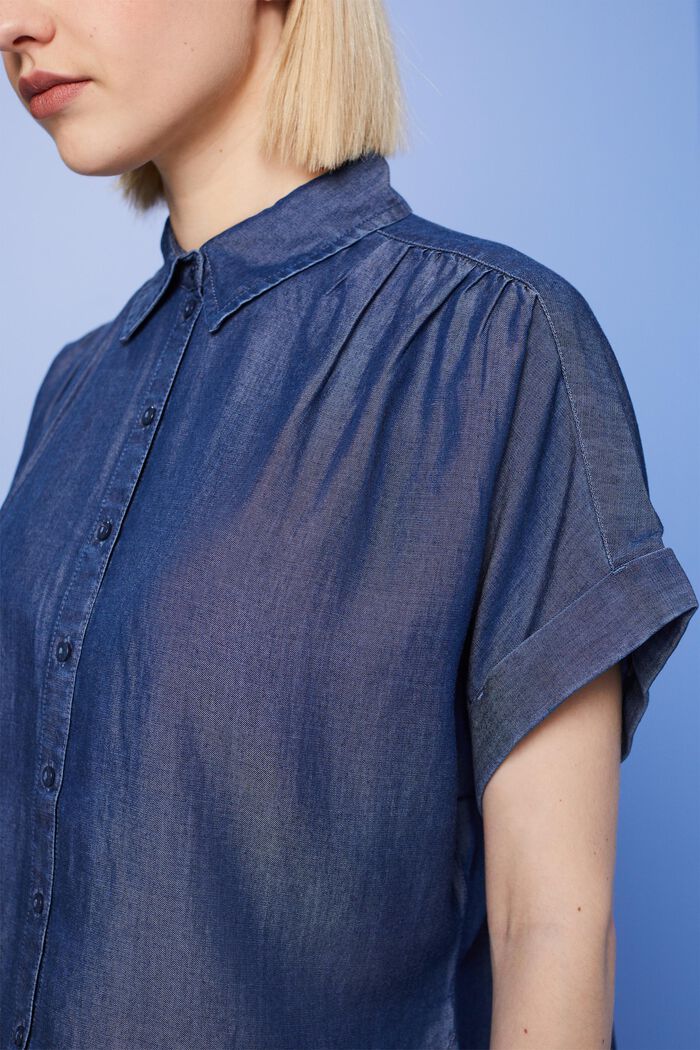 Oversized skjortebluse, TENCEL™, BLUE DARK WASHED, detail image number 2