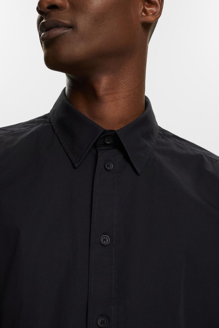 Kortærmet shirt i bomuldspoplin, BLACK, detail image number 3