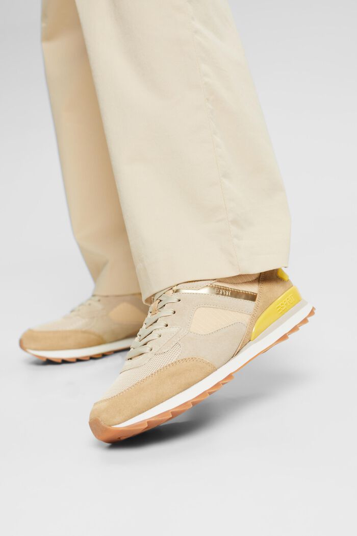 Sneakers i ruskind, PASTEL YELLOW, detail image number 1