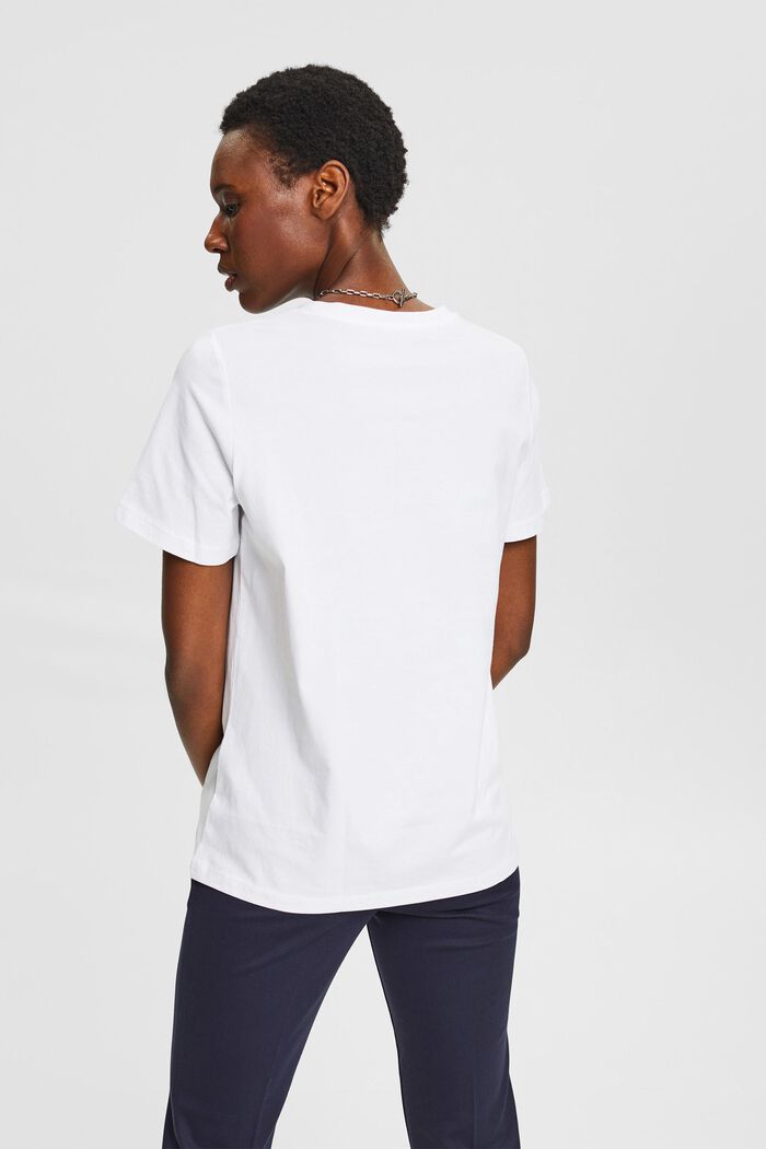 Basic-shirt i 100% økologisk bomuld, WHITE, detail image number 3