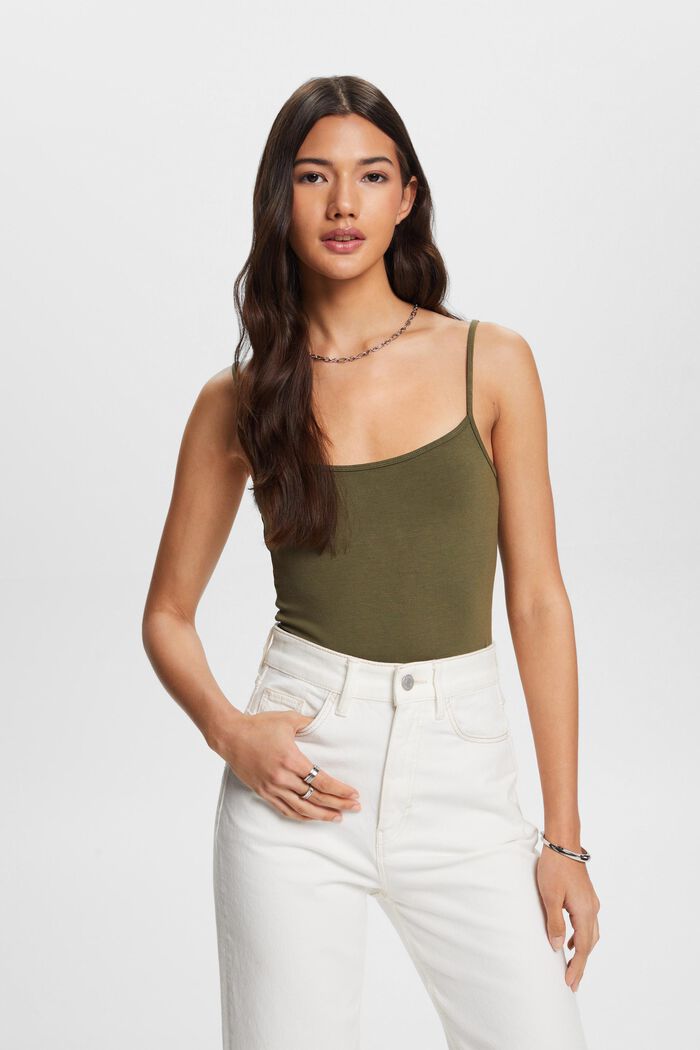 Camisole i jersey, KHAKI GREEN, detail image number 0