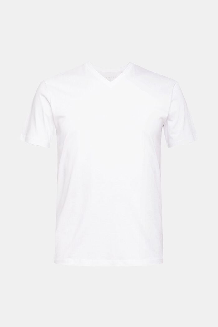 T-shirt i bæredygtig bomuld med V-hals, WHITE, overview