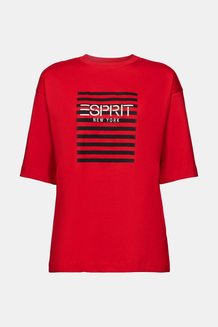 T-shirt med rund hals og logo, DARK RED, detail image number 5