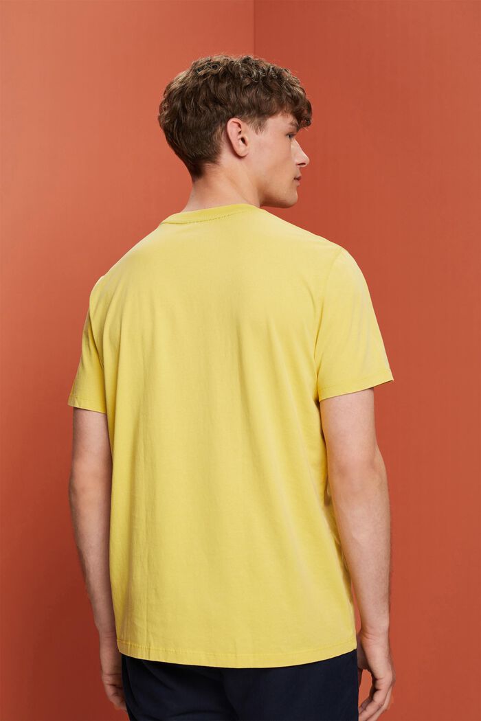 Garment-dyed T-shirt i jersey, 100 % bomuld, DUSTY YELLOW, detail image number 3