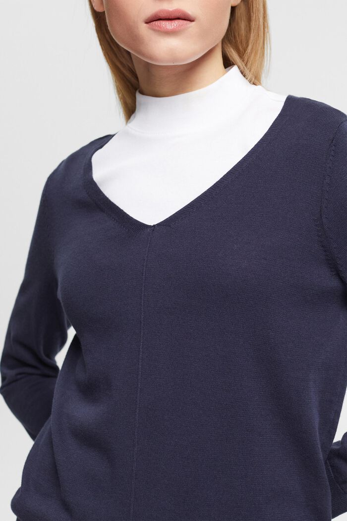 Sweater i strik med V-hals, NAVY, detail image number 2