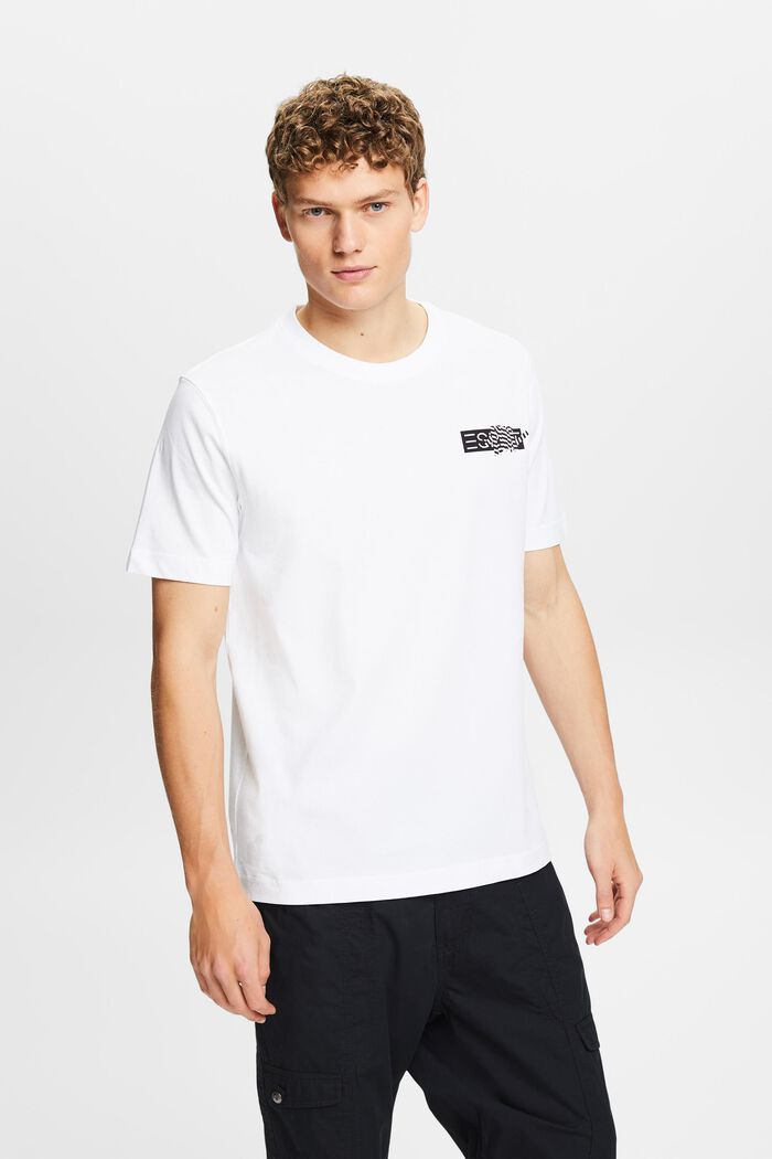 T-shirt i bomuldsjersey med print, WHITE, detail image number 0