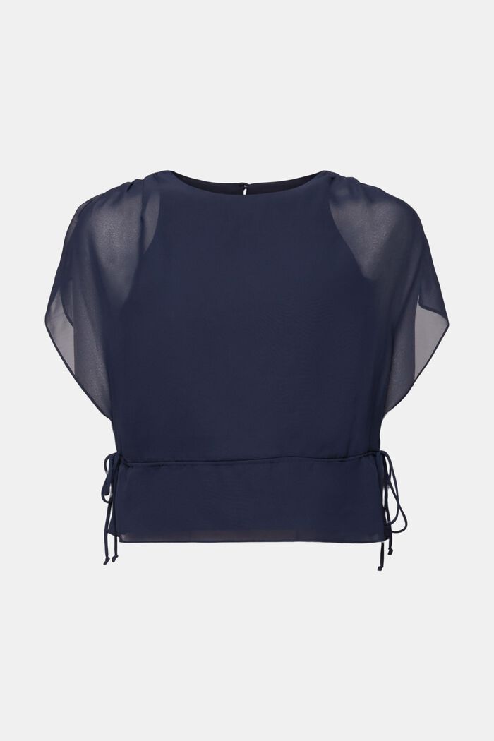 Chiffonbluse med snøre, NAVY, detail image number 5