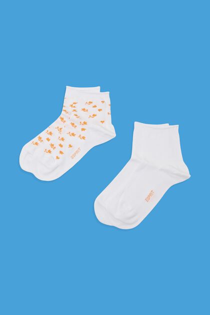 Pakke med 2 par korte sokker med blomstermønster