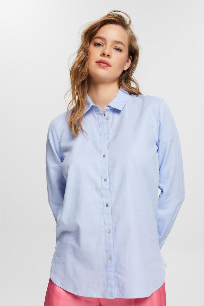 Skjortebluse af 100% bomuld, LIGHT BLUE, detail image number 0