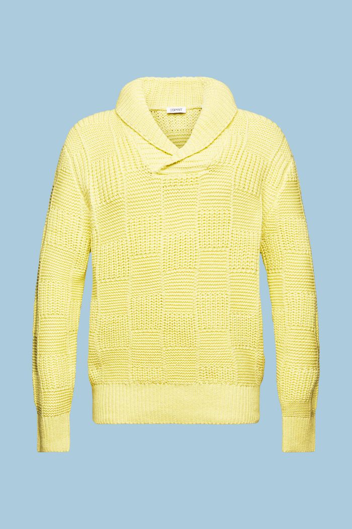 Sweater i chunky strik med sjalskrave, LIME YELLOW, detail image number 7
