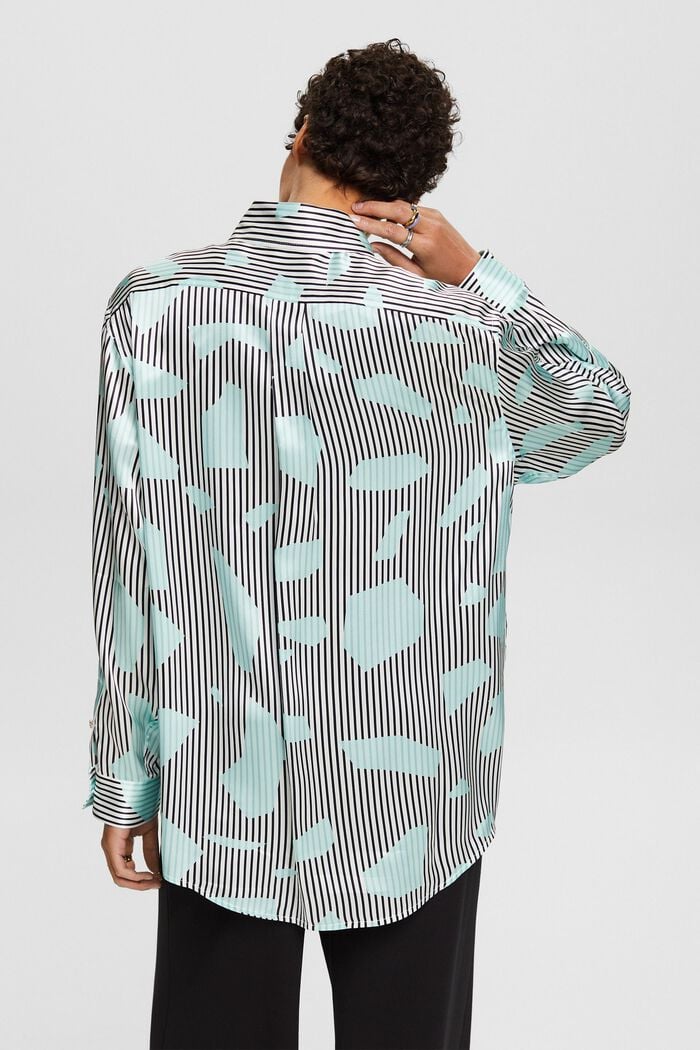 Silkeskjorte med tryk og knaplukning, LIGHT AQUA GREEN, detail image number 3