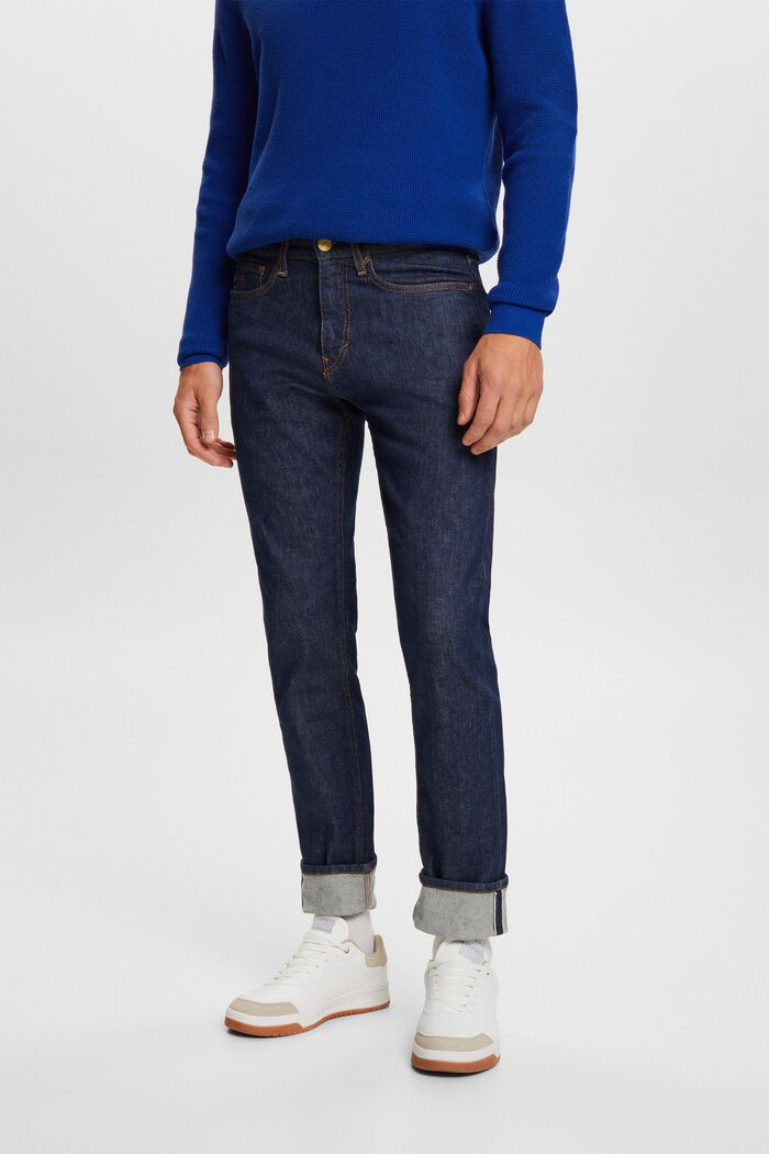 Slim jeans med ægkant og mellemhøj talje, BLUE RINSE, detail image number 0