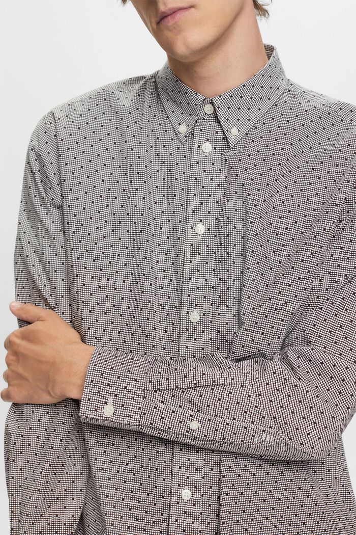 Mønstret button-down skjorte, 100 % bomuld, DARK BROWN, detail image number 2