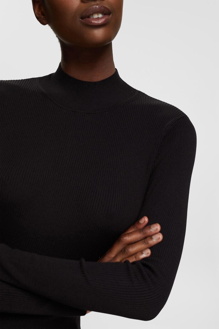 Ribbet pullover, LENZING™ ECOVERO™, BLACK, detail image number 0