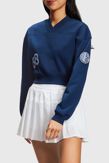 Cropped varsity-sweatshirt med patches