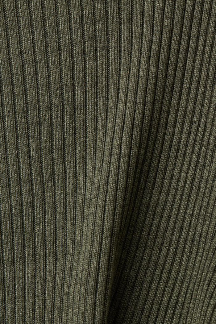 Ribbet cardigan med spids kant forneden, KHAKI GREEN, detail image number 5