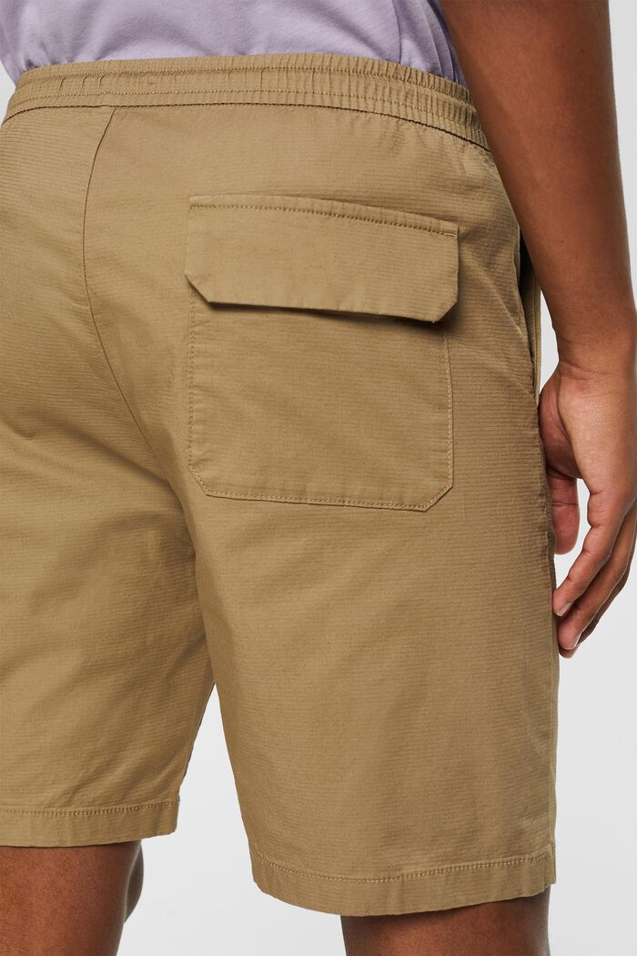 Shorts med elastiklinning, økologisk bomuld, BEIGE, detail image number 5