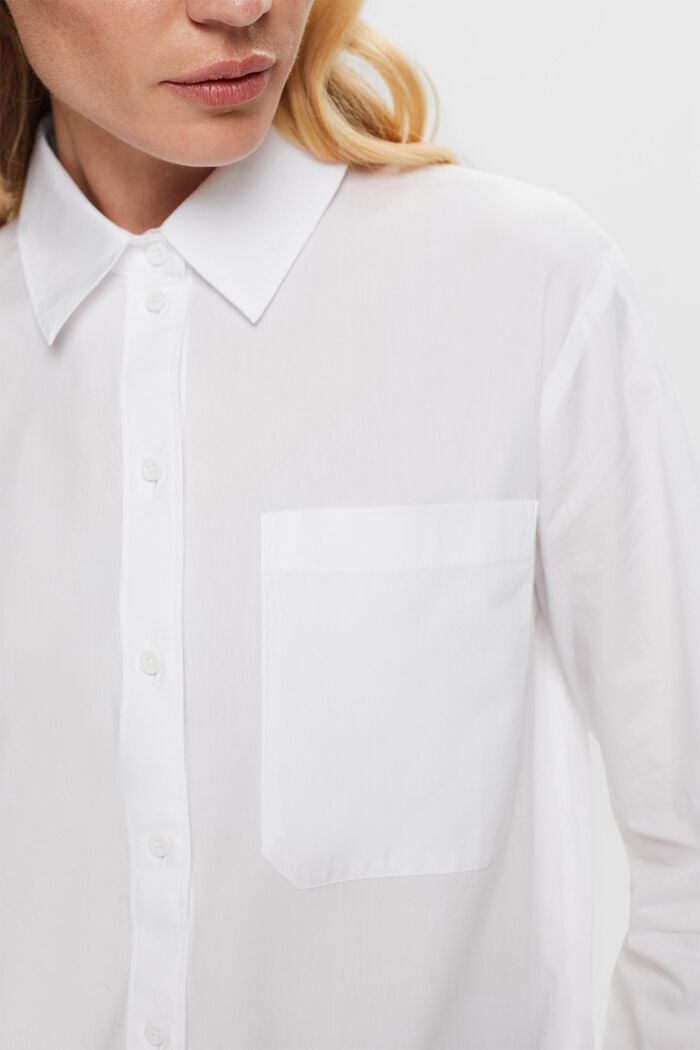 Løs skjortebluse, 100 % bomuld, WHITE, detail image number 2