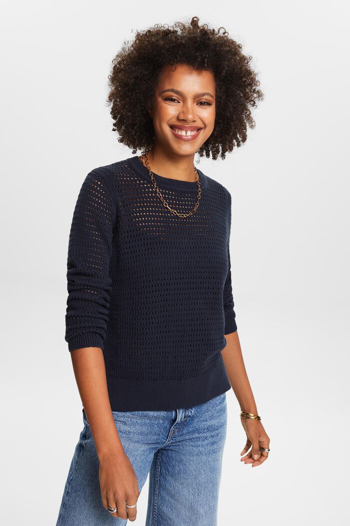 Sweater i mesh, NAVY, detail image number 0