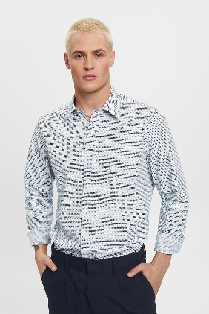 Skjorte i slim fit med allover-mønster, LIGHT BLUE, detail image number 0