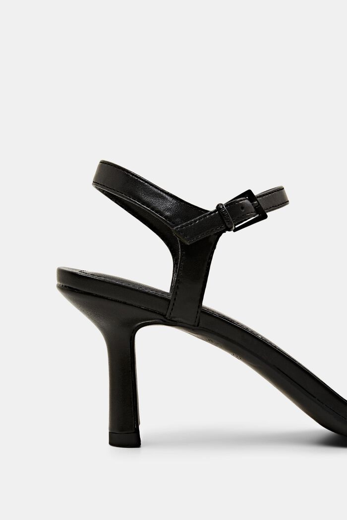 Sandaler i imiteret læder med hæl og firkantet tå, BLACK, detail image number 3