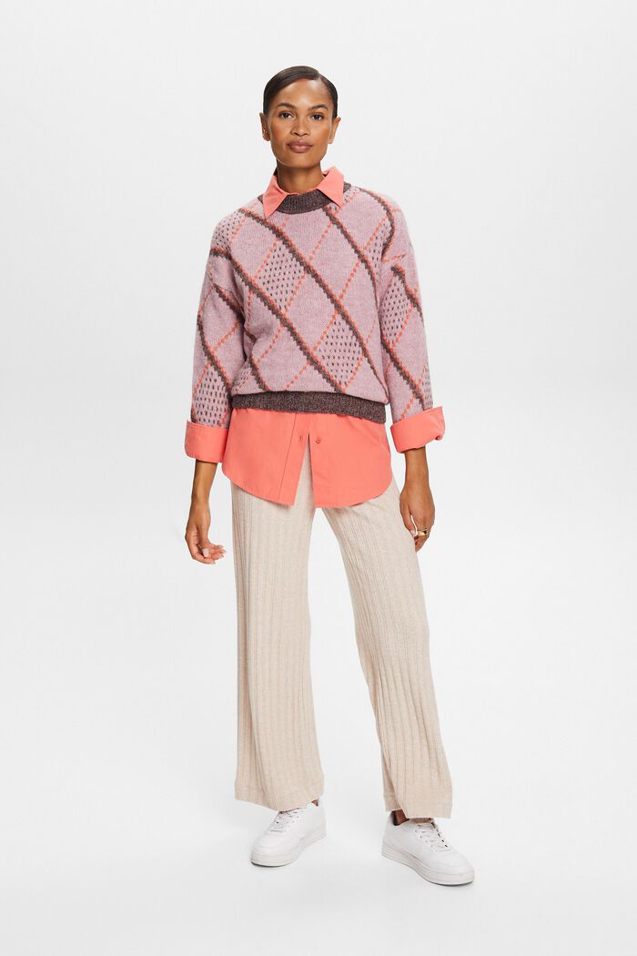 Ternet sweater i uldmiks, OLD PINK, detail image number 0