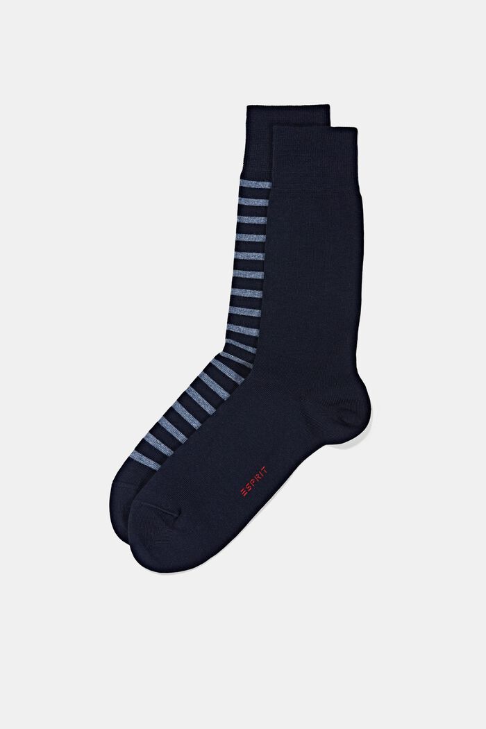 Pakke med 2 par sokker i groft strik, MARINE, detail image number 0