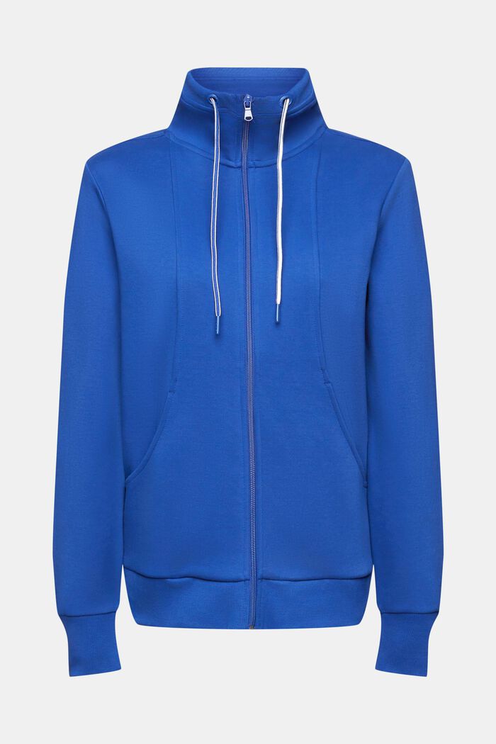 Sweatshirt med lynlås, bomuldsmiks, BRIGHT BLUE, detail image number 5