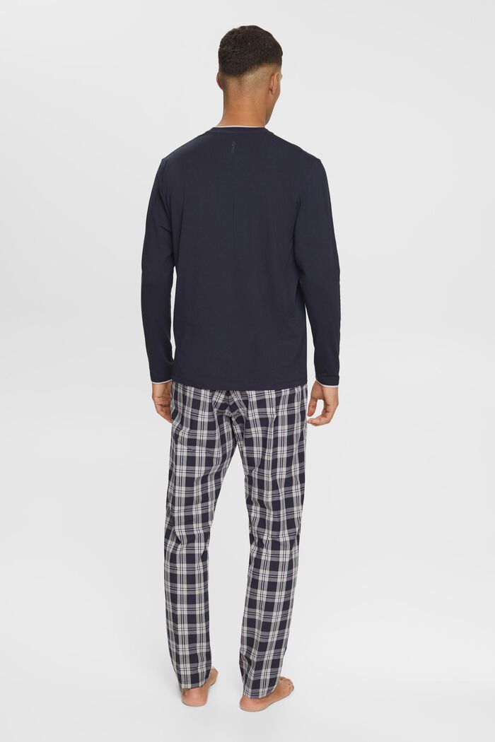 Pyjamas med ternede bukser, NAVY, detail image number 4