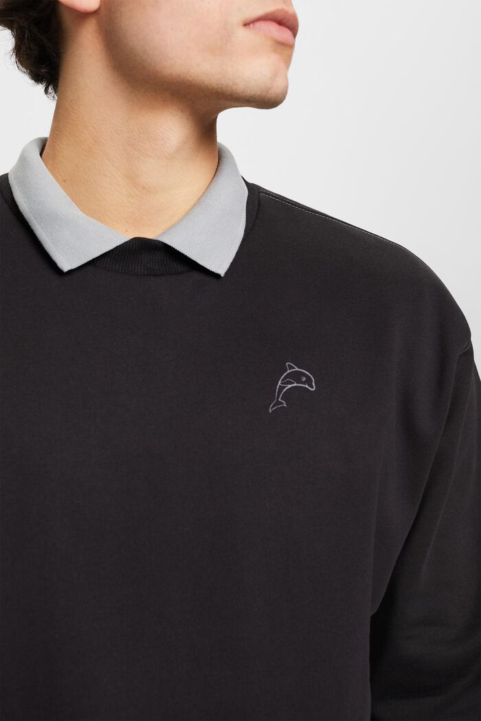 Sweatshirt med lille delfinprint, BLACK, detail image number 2