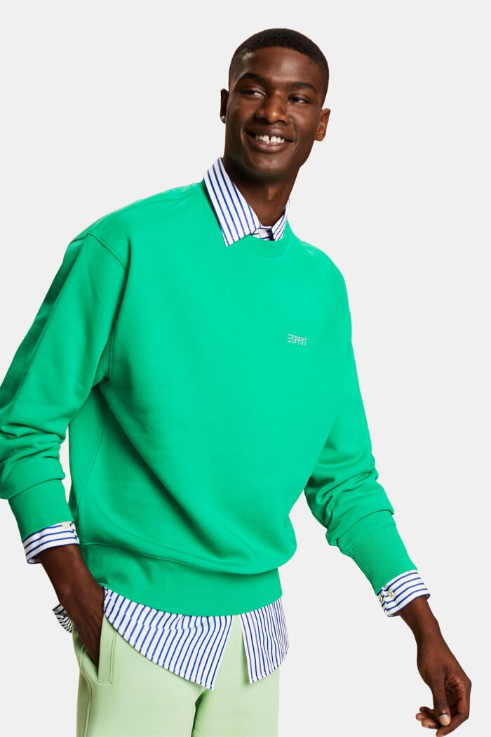 Unisex sweatshirt i fleece med logo, GREEN, detail image number 4